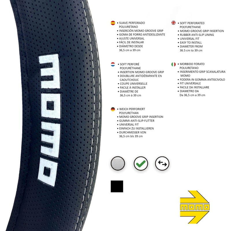 Funda volante MOMO Supergrip negro/amarillo